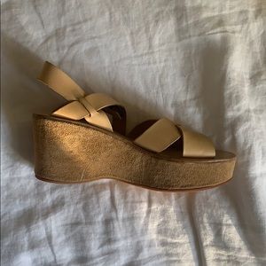 Kork-ease tan leather & suede platform sandals